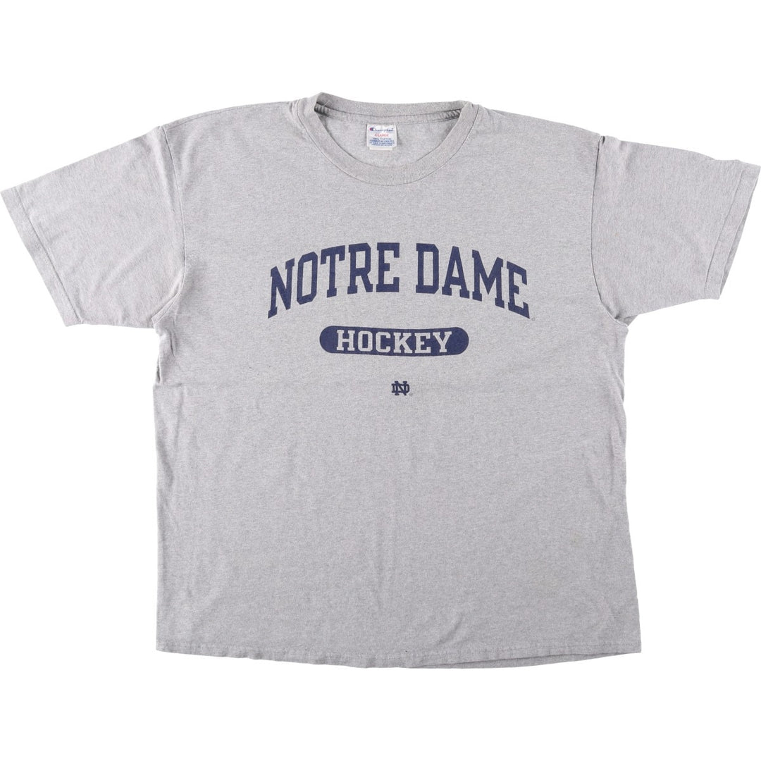 Champion Notre Dame University Triple Print College T-Shirt, Men's XL (approx.) cotton gray type Vintage Second Hand