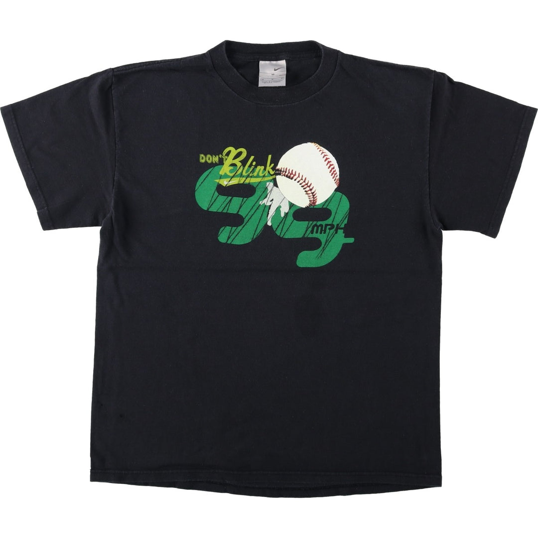 2000'S Nike sports print T-shirt, men's size M (approx.) cotton black type Vintage Second Hand