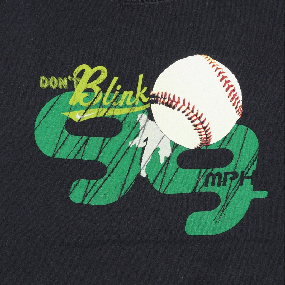 2000'S Nike sports print T-shirt, men's size M (approx.) cotton black type Vintage Second Hand