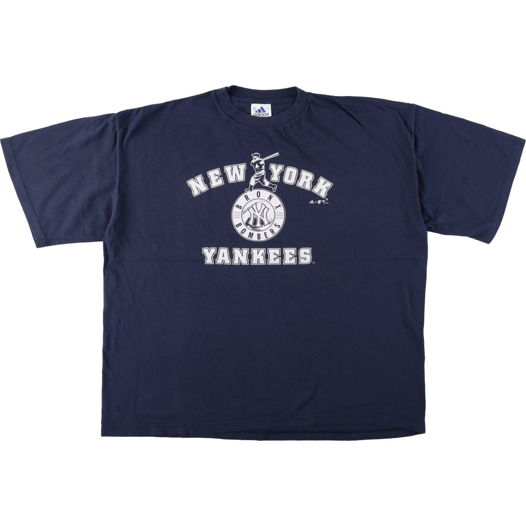 2000'S Adidas MLB New York Yankees sports print T-shirt, Made in USA, Men's XL equivalent. cotton navy blue type Vintage Second Hand