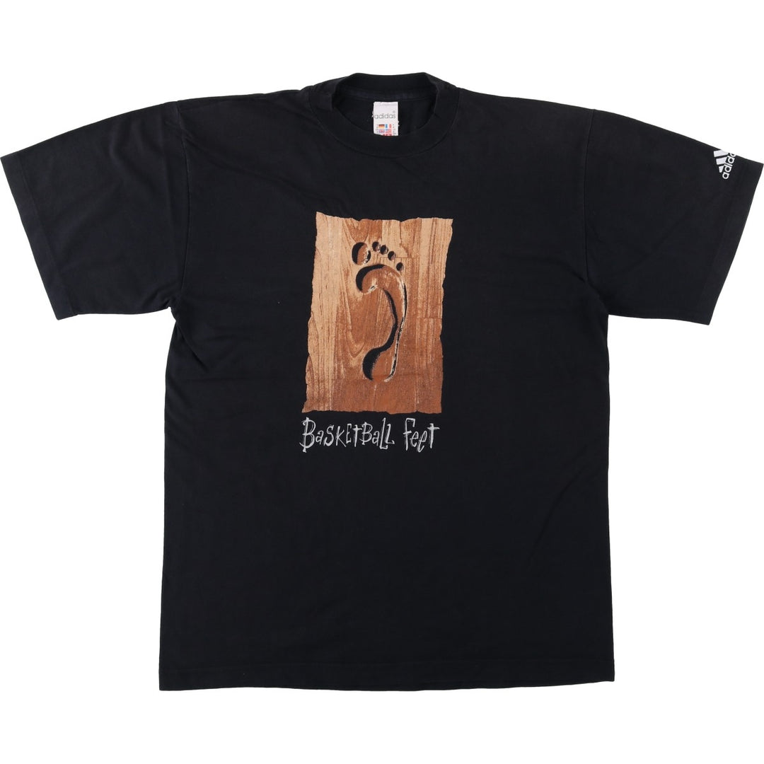 Adidas sports print t-shirt, men's size M (approx.) cotton black type Vintage Second Hand