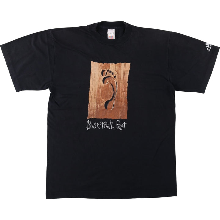 Adidas sports print t-shirt, men's size M (approx.) cotton black type Vintage Second Hand