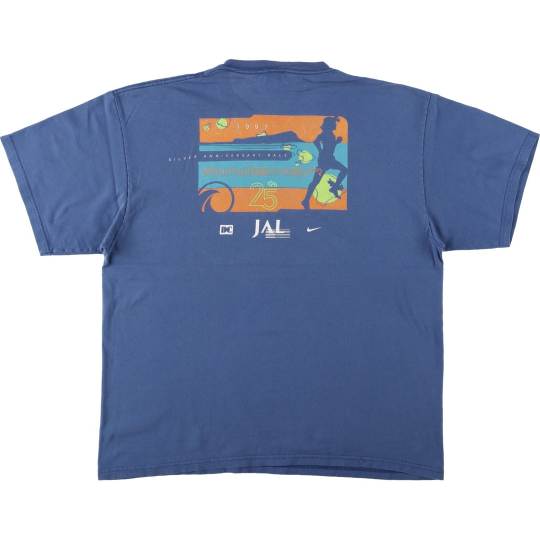 90'S Nike sports t-shirt, made in USA, men's size L equivalent, vintage. cotton blue type Vintage Second Hand