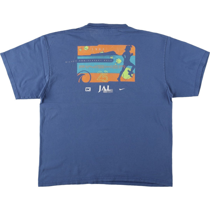 90'S Nike sports t-shirt, made in USA, men's size L equivalent, vintage. cotton blue type Vintage Second Hand