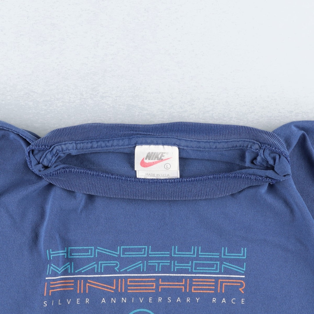 90'S Nike sports t-shirt, made in USA, men's size L equivalent, vintage. cotton blue type Vintage Second Hand