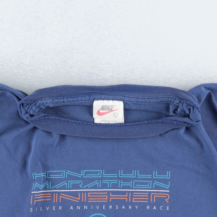 90'S Nike sports t-shirt, made in USA, men's size L equivalent, vintage. cotton blue type Vintage Second Hand
