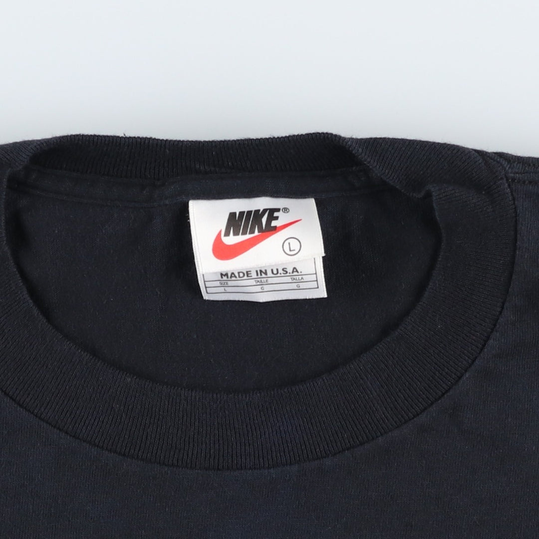 90'S Nike Sports Print T-Shirt Made in USA Men's L Size Vintage cotton black type Vintage Second Hand