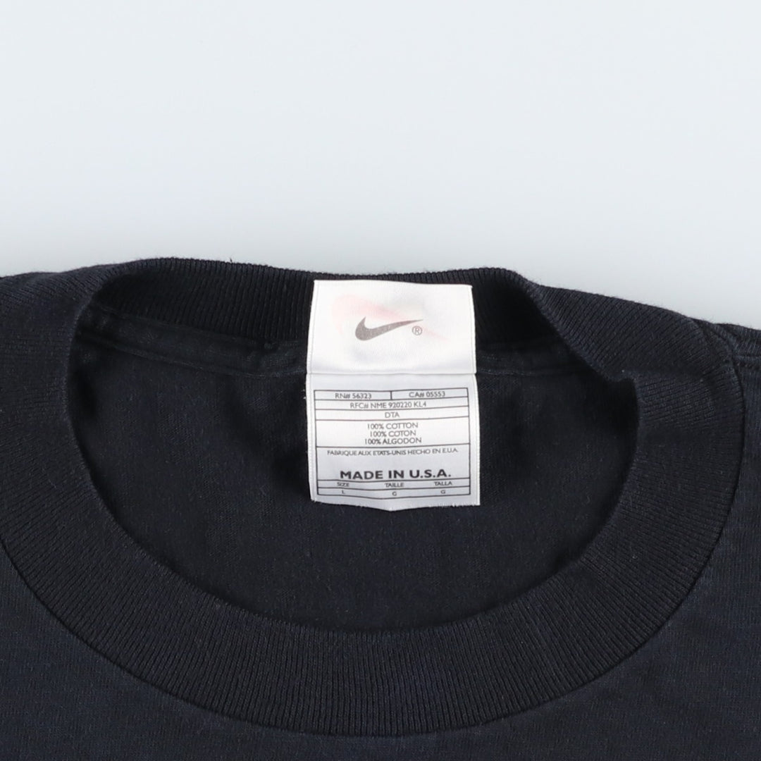 90'S Nike Sports Print T-Shirt Made in USA Men's L Size Vintage cotton black type Vintage Second Hand