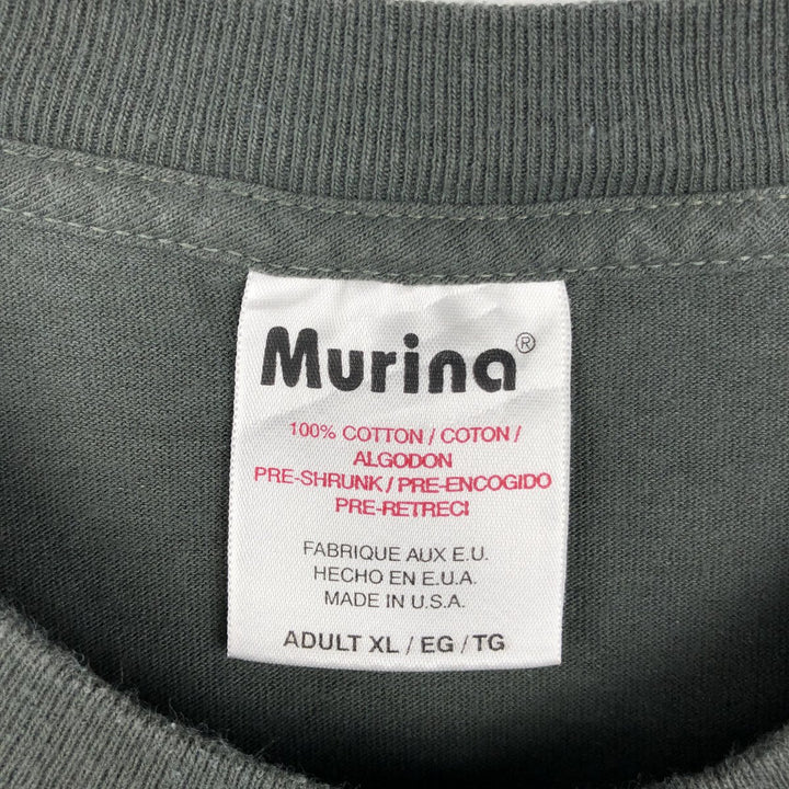 2000'S Murina Print T-Shirt, Made in USA, Men's XL equivalent. cotton dark green Vintage Second Hand