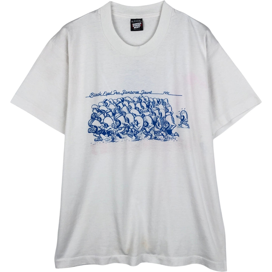Screen Stars printed T-shirt, made in USA, men's size XL equivalent, vintage. cotton white type Vintage Second Hand