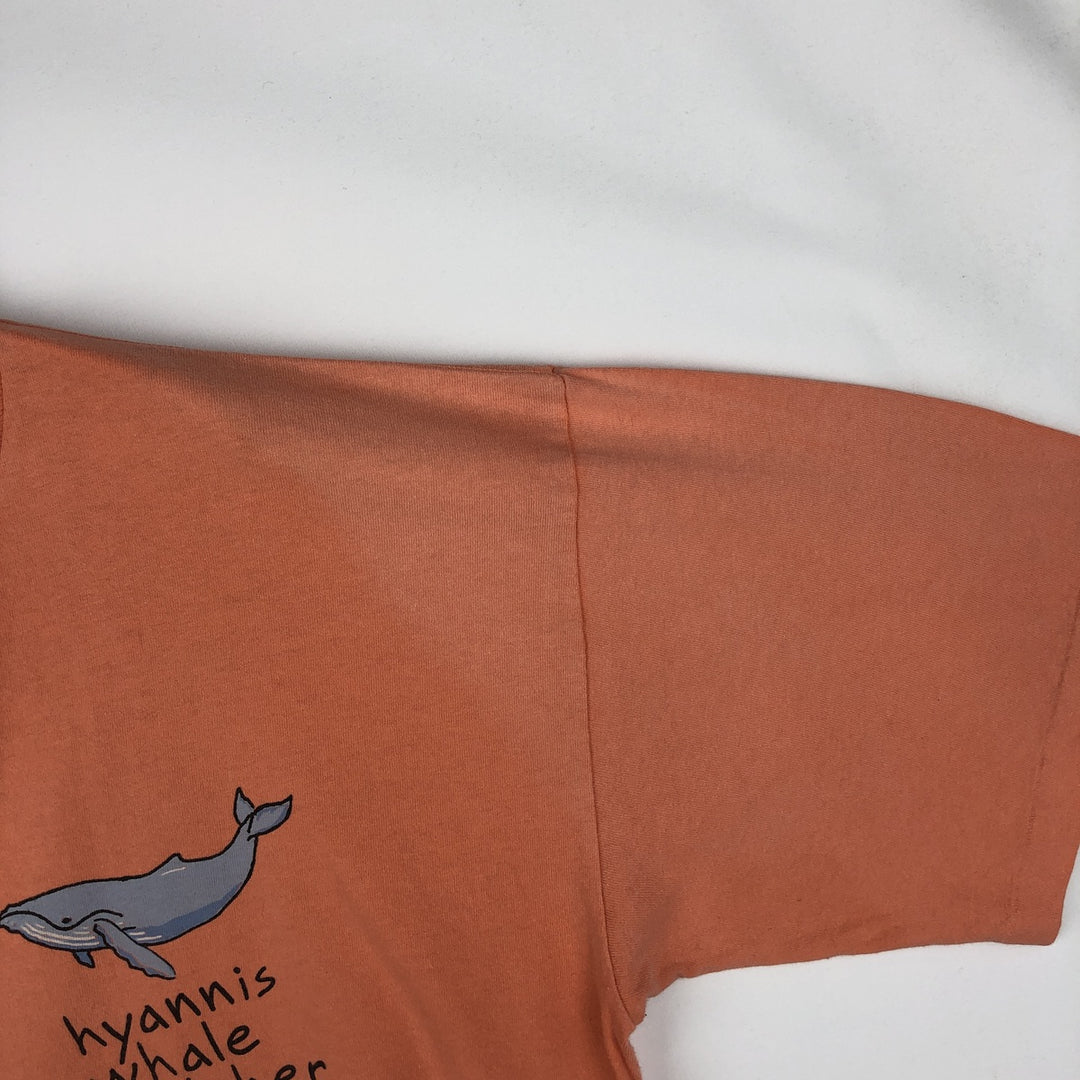 GRAVITY GRAPHICS Whale Pattern Print T-Shirt, Made in USA, Men's XL (equivalent), Vintage cotton coral Vintage Second Hand