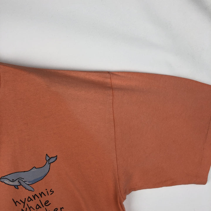 GRAVITY GRAPHICS Whale Pattern Print T-Shirt, Made in USA, Men's XL (equivalent), Vintage cotton coral Vintage Second Hand