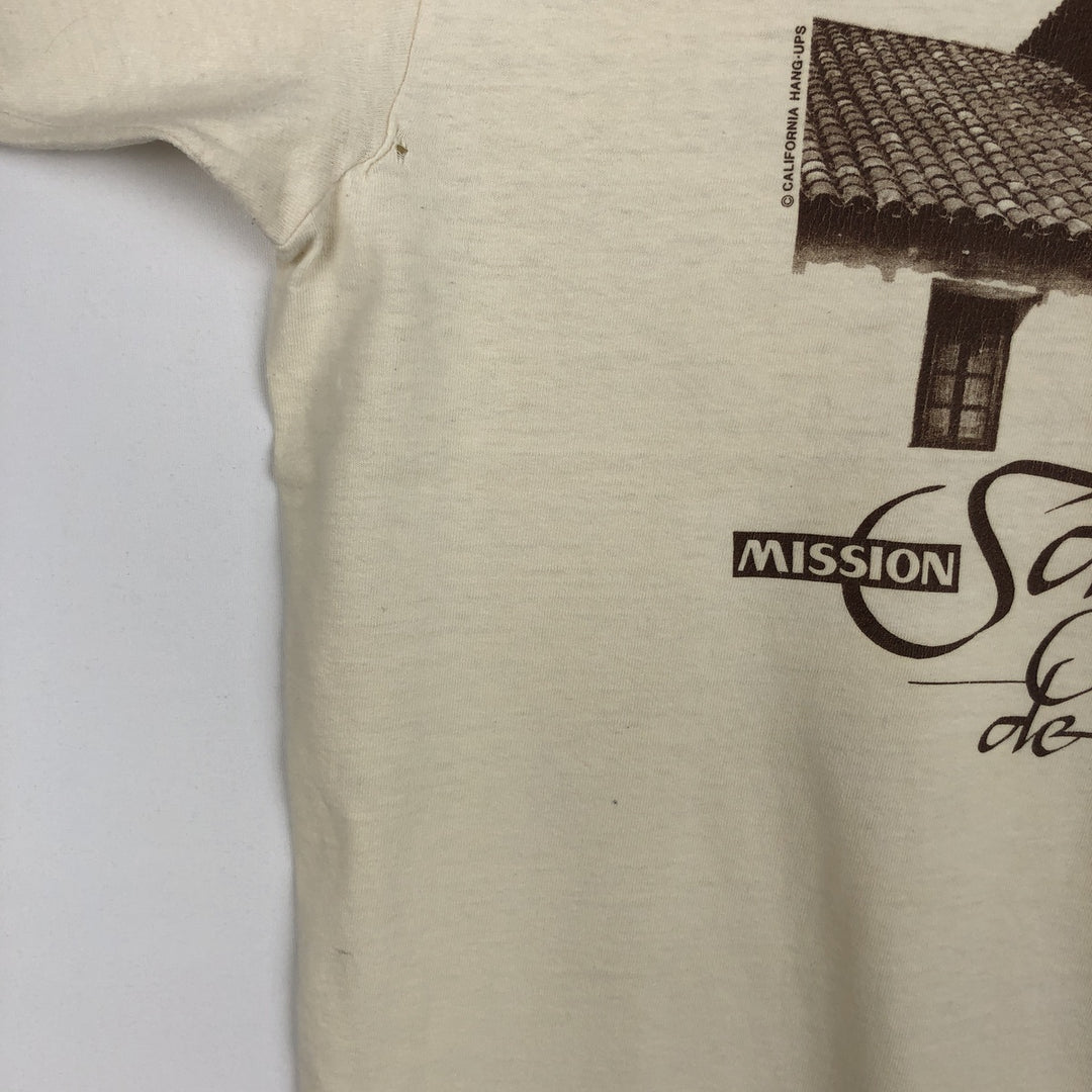 90'S Onita Mission San Luis Obispo De Tolosa Photo T-Shirt, Made in USA, Men's XL equivalent, Vintage cotton unbleached Vintage Second Hand