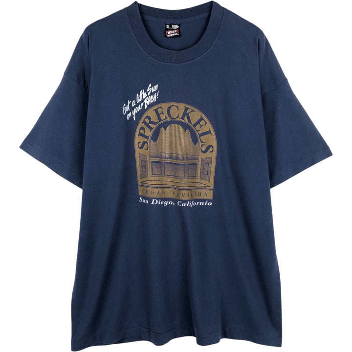90'S Fruit of the Loom printed T-shirt, made in the USA, men's XL size, vintage cotton navy blue type Vintage Second Hand