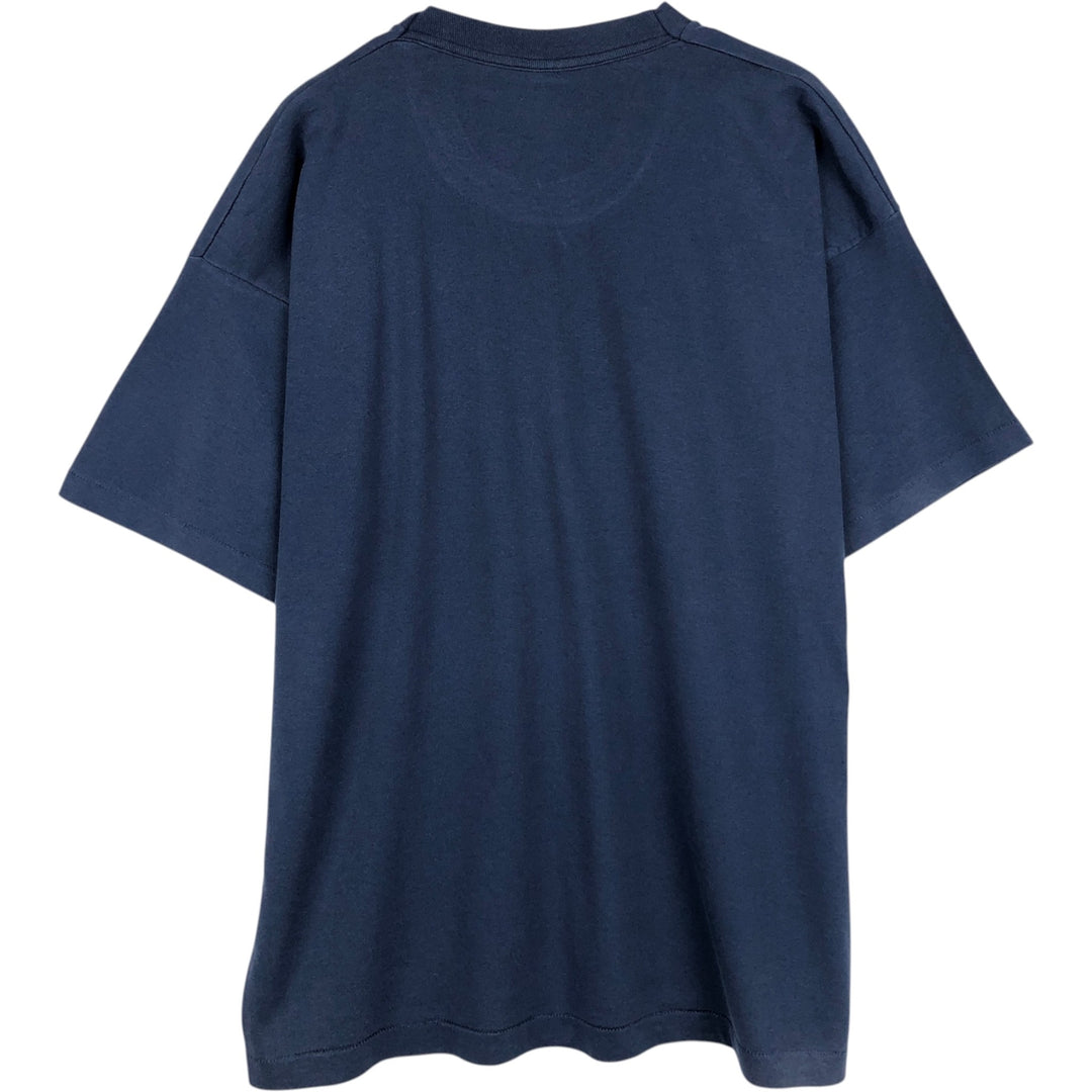 90'S Fruit of the Loom printed T-shirt, made in the USA, men's XL size, vintage cotton navy blue type Vintage Second Hand