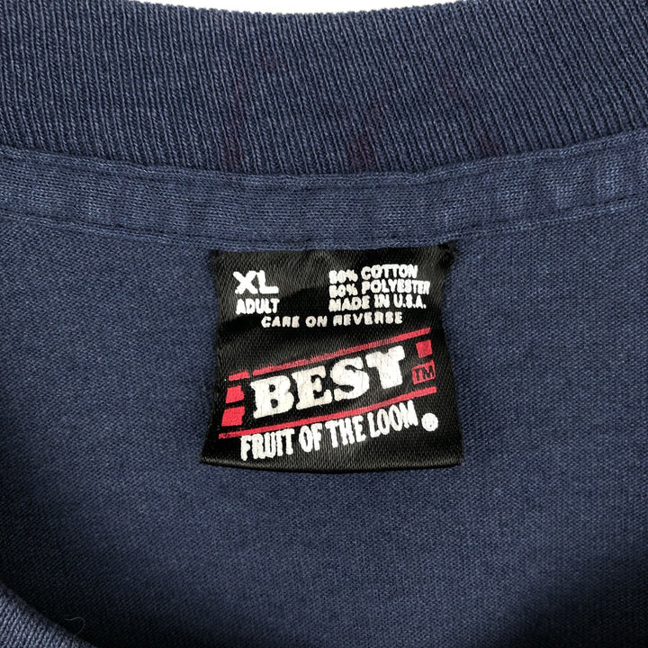 90'S Fruit of the Loom printed T-shirt, made in the USA, men's XL size, vintage cotton navy blue type Vintage Second Hand