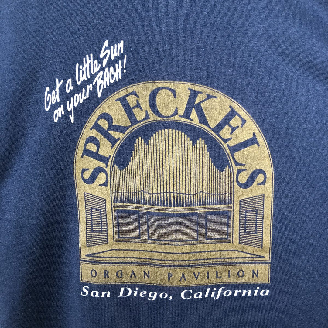 90'S Fruit of the Loom printed T-shirt, made in the USA, men's XL size, vintage cotton navy blue type Vintage Second Hand