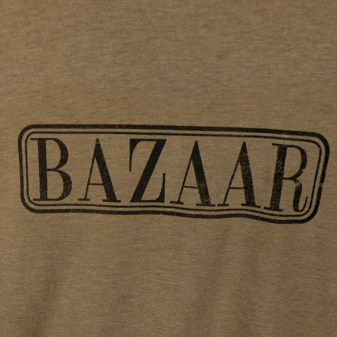 ~90'S nit bit Harper's BAZZAR mock neck advertising T-shirt, men's size L equivalent, vintage. polyester beige type brown Vintage Second Hand