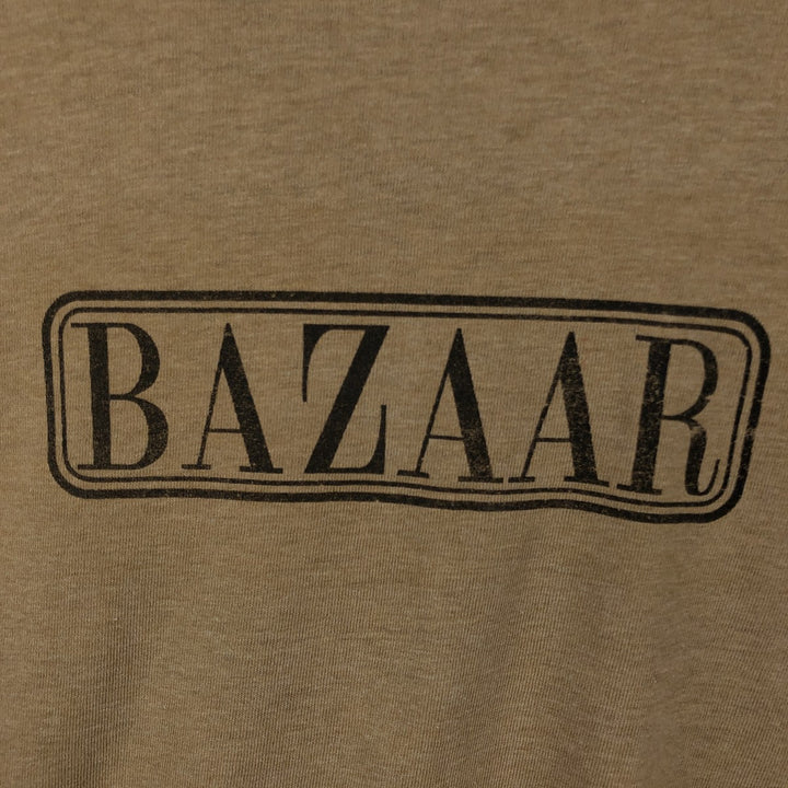 ~90'S nit bit Harper's BAZZAR mock neck advertising T-shirt, men's size L equivalent, vintage. polyester beige type brown Vintage Second Hand