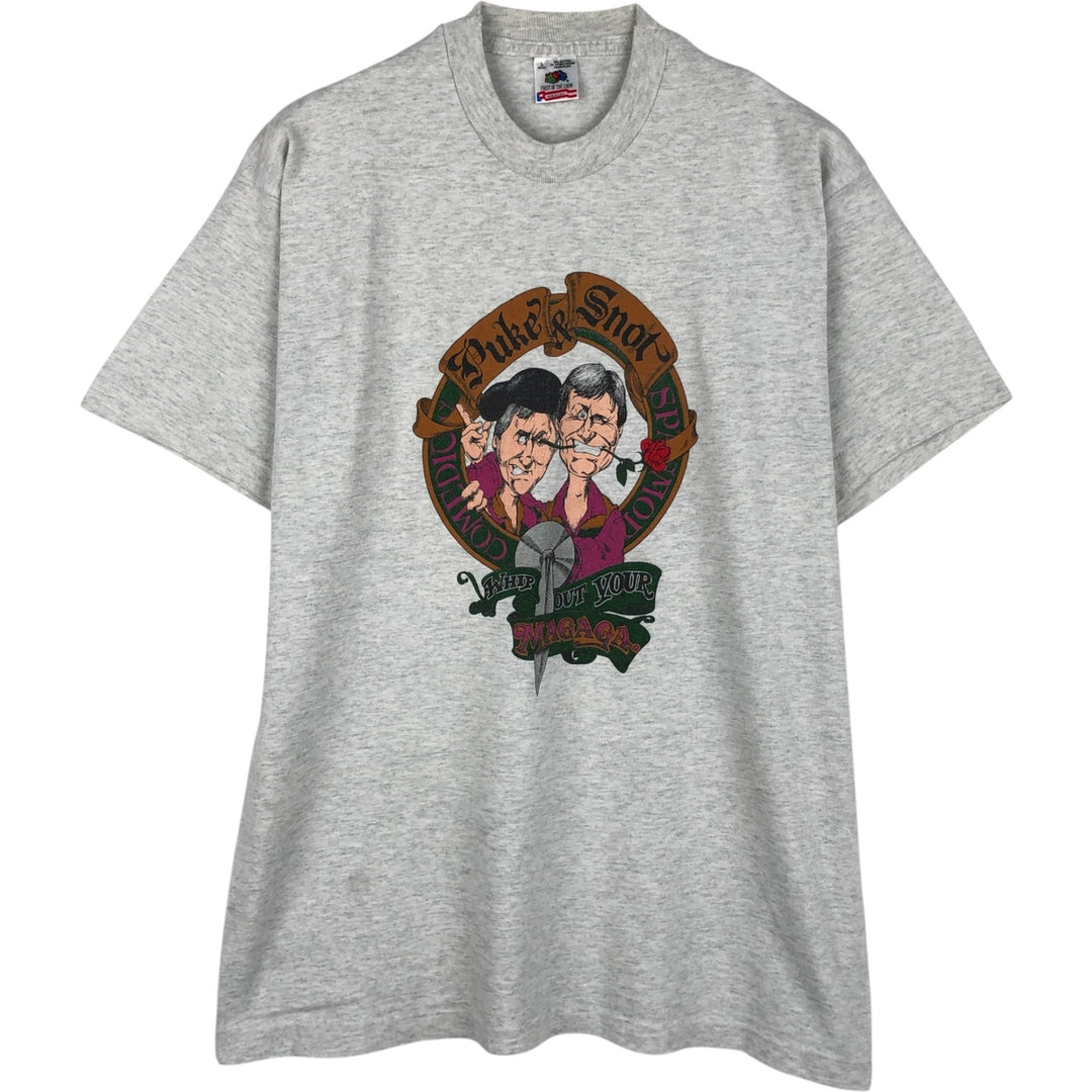 90'S Fruit of the Loom PUKE and SNOT Print T-Shirt, Made in USA, Men's Size L (approx.), Vintage cotton gray type Vintage Second Hand