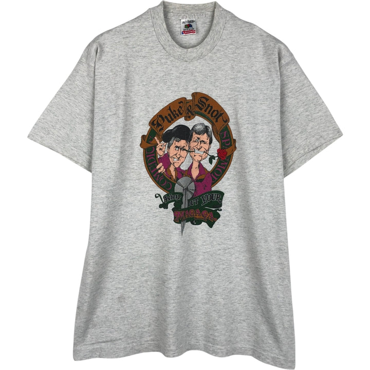 90'S Fruit of the Loom PUKE and SNOT Print T-Shirt, Made in USA, Men's Size L (approx.), Vintage cotton gray type Vintage Second Hand