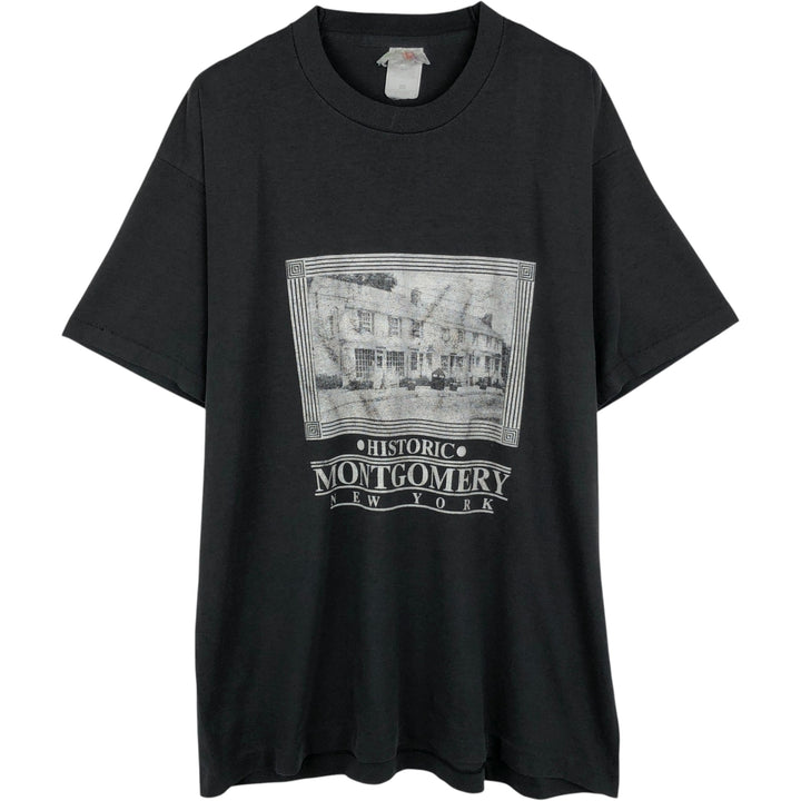 Photo T-shirt, Made in Canada, Men's XL equivalent, Vintage cotton black type Vintage Second Hand