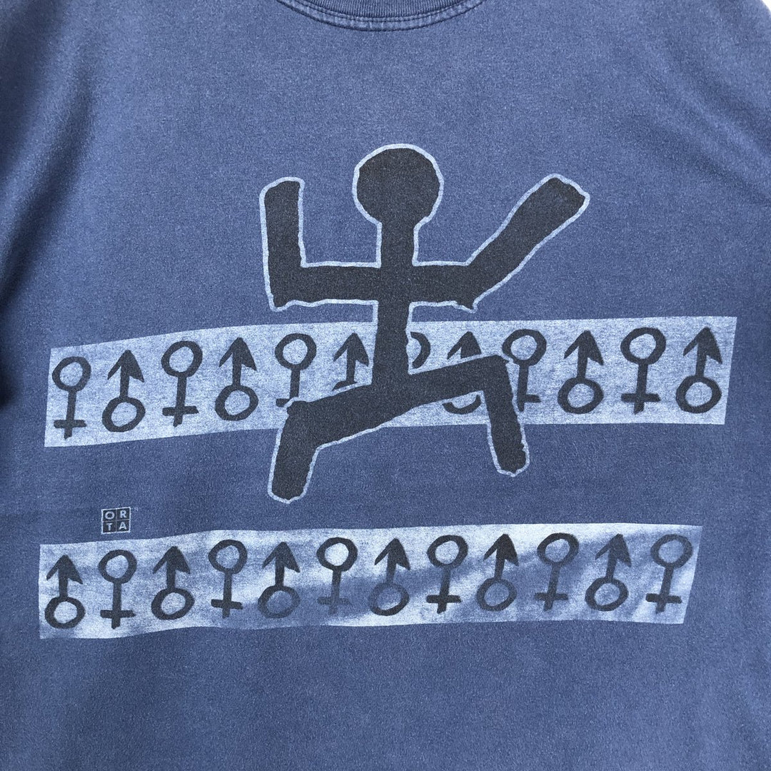JACQUARD Print T-Shirt, Made in France, Men's XL (approx.) cotton Navy blue Vintage Second Hand