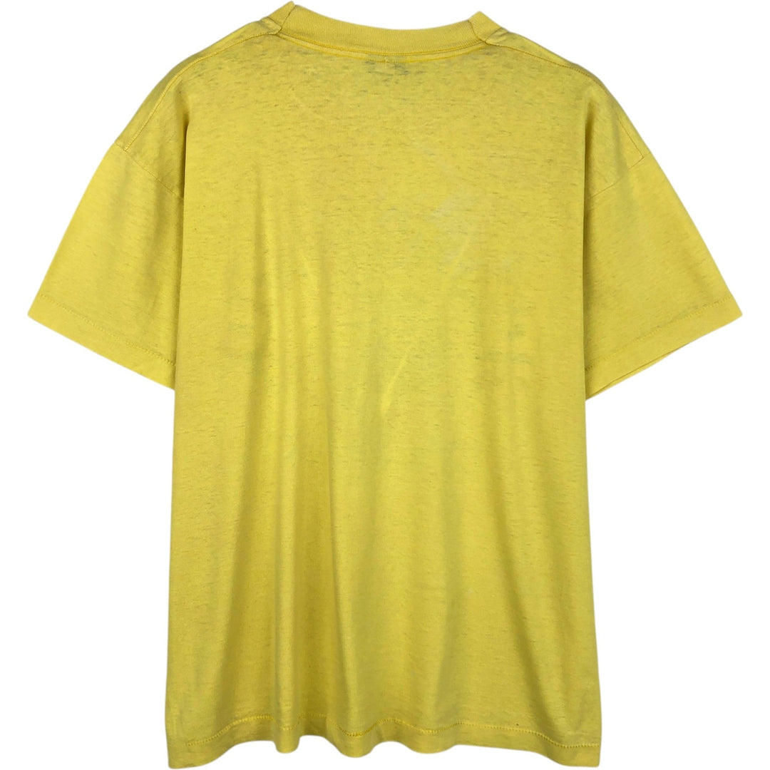 Vintage printed T-shirt, size L for men cotton lemon yellow Vintage Second Hand