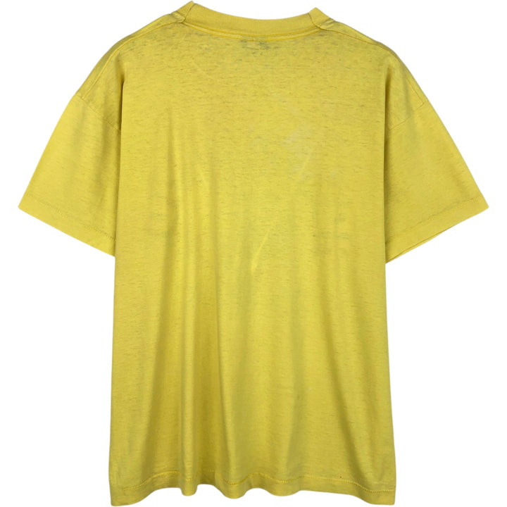 Vintage printed T-shirt, size L for men cotton lemon yellow Vintage Second Hand