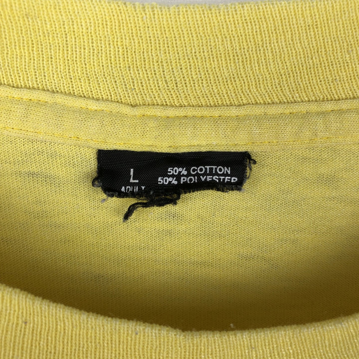 Vintage printed T-shirt, size L for men cotton lemon yellow Vintage Second Hand