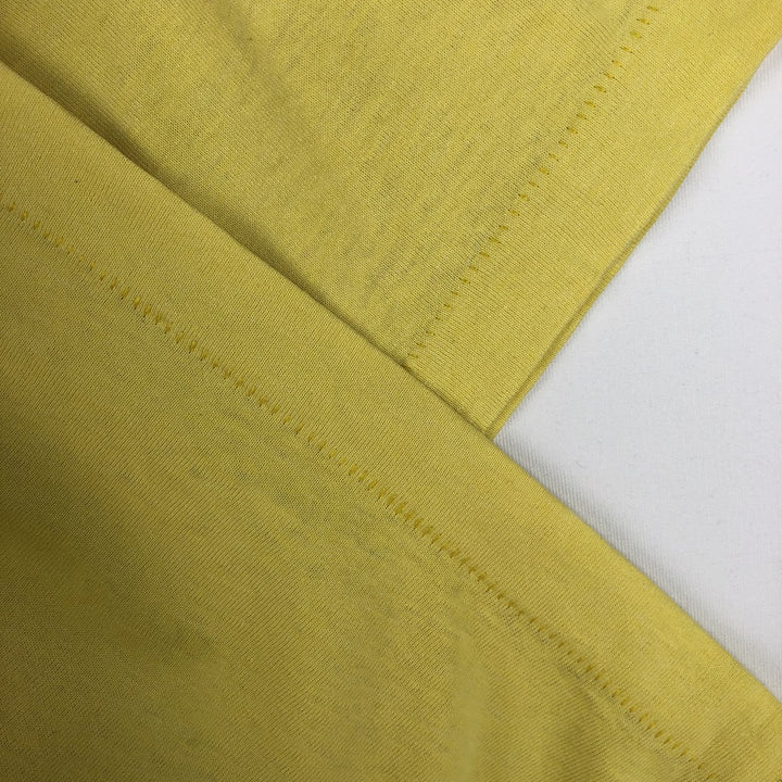 Vintage printed T-shirt, size L for men cotton lemon yellow Vintage Second Hand