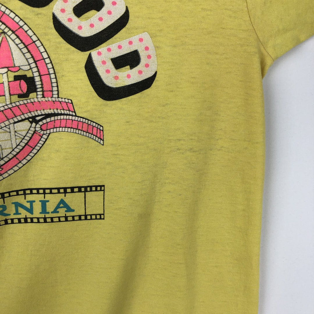 Vintage printed T-shirt, size L for men cotton lemon yellow Vintage Second Hand