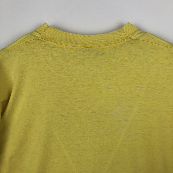 Vintage printed T-shirt, size L for men cotton lemon yellow Vintage Second Hand