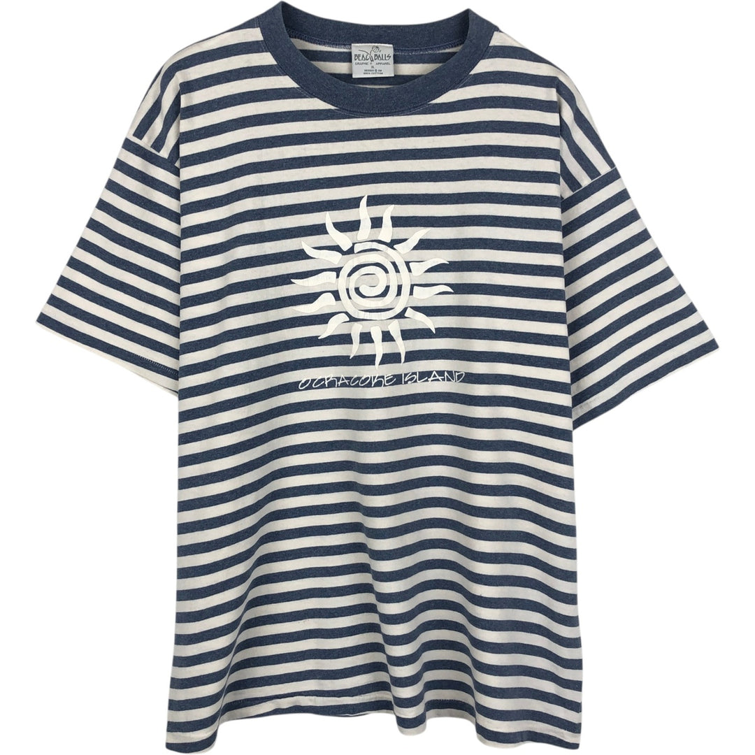 BEACHBALLS Border Pattern Print T-Shirt, Men's Size XL (Equivalent), Vintage cotton white type Vintage Second Hand
