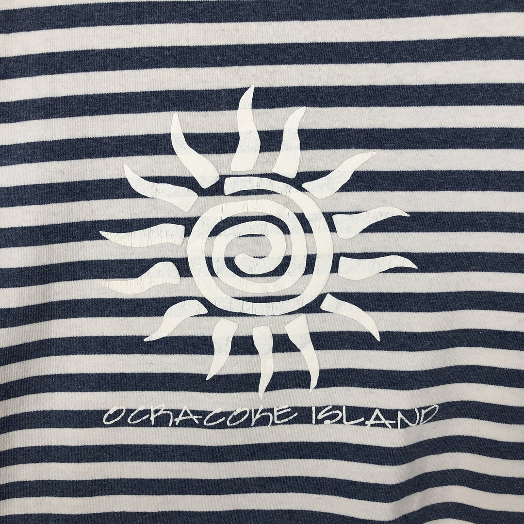 BEACHBALLS Border Pattern Print T-Shirt, Men's Size XL (Equivalent), Vintage cotton white type Vintage Second Hand