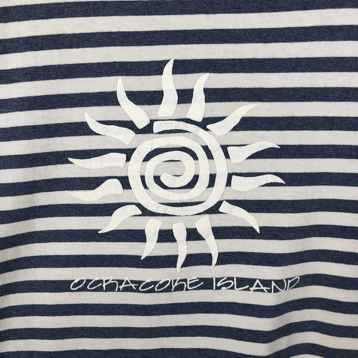 BEACHBALLS Border Pattern Print T-Shirt, Men's Size XL (Equivalent), Vintage cotton white type Vintage Second Hand