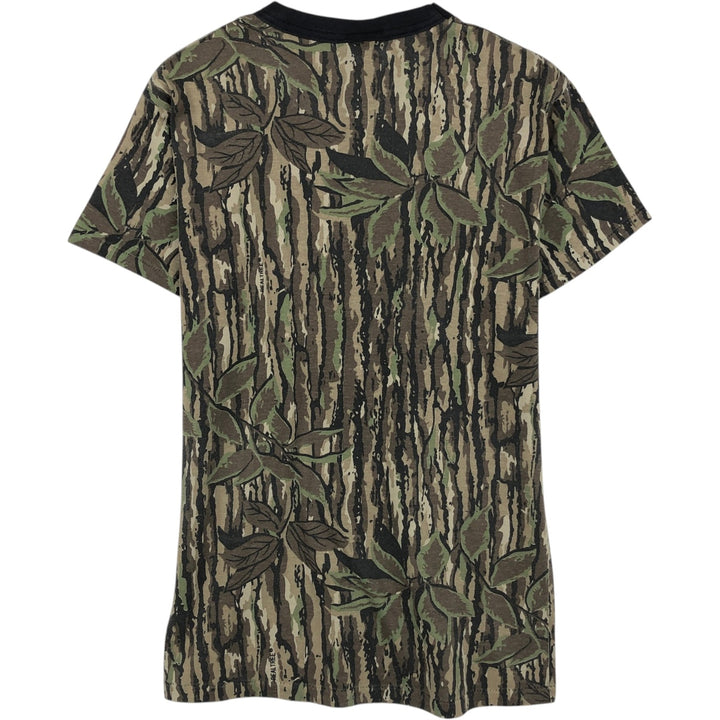 ~90'S SPARTAN Camouflage Pattern Real Tree Camo Pocket T-Shirt, Made in USA, Men's Size M (Equivalent), Vintage polyester Khaki type brown Vintage Second Hand