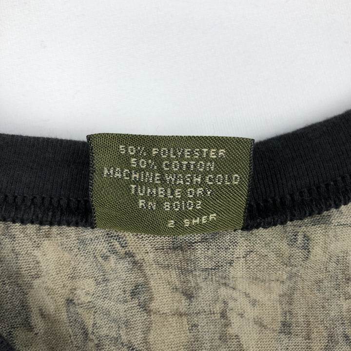 ~90'S SPARTAN Camouflage Pattern Real Tree Camo Pocket T-Shirt, Made in USA, Men's Size M (Equivalent), Vintage polyester Khaki type brown Vintage Second Hand