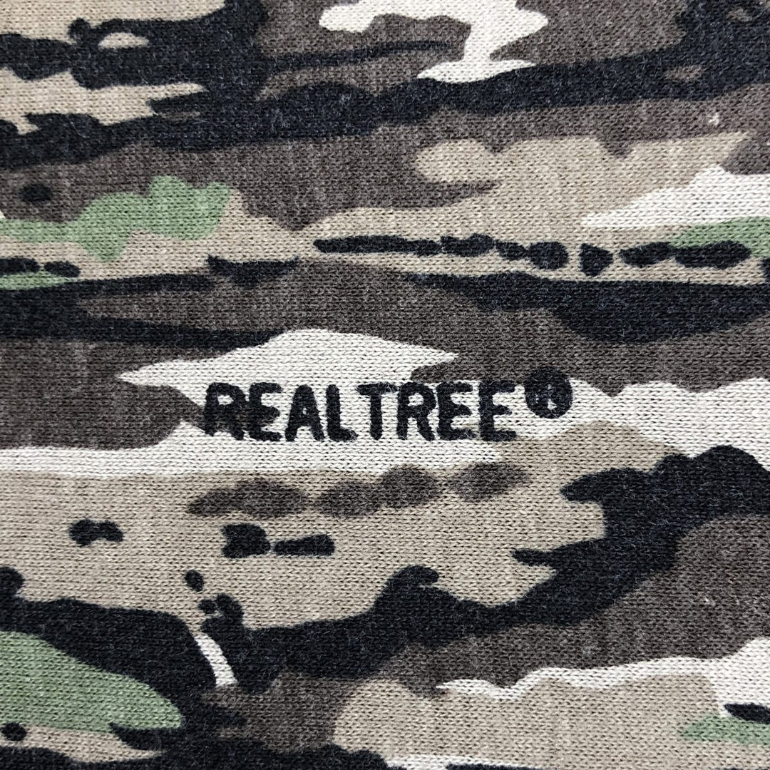 ~90'S SPARTAN Camouflage Pattern Real Tree Camo Pocket T-Shirt, Made in USA, Men's Size M (Equivalent), Vintage polyester Khaki type brown Vintage Second Hand