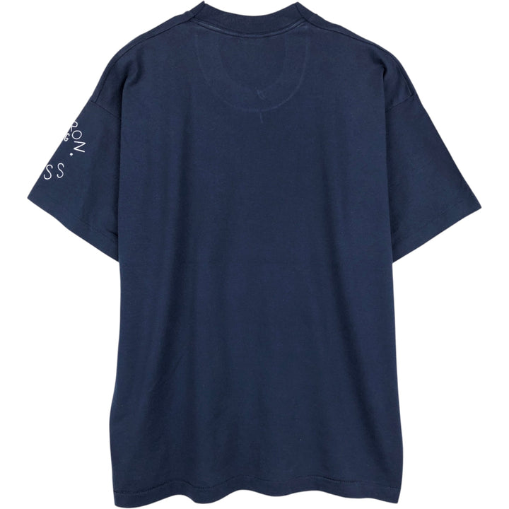 90'S Fruit of the Loom printed T-shirt, made in the USA, men's XL size, vintage cotton navy blue type Vintage Second Hand