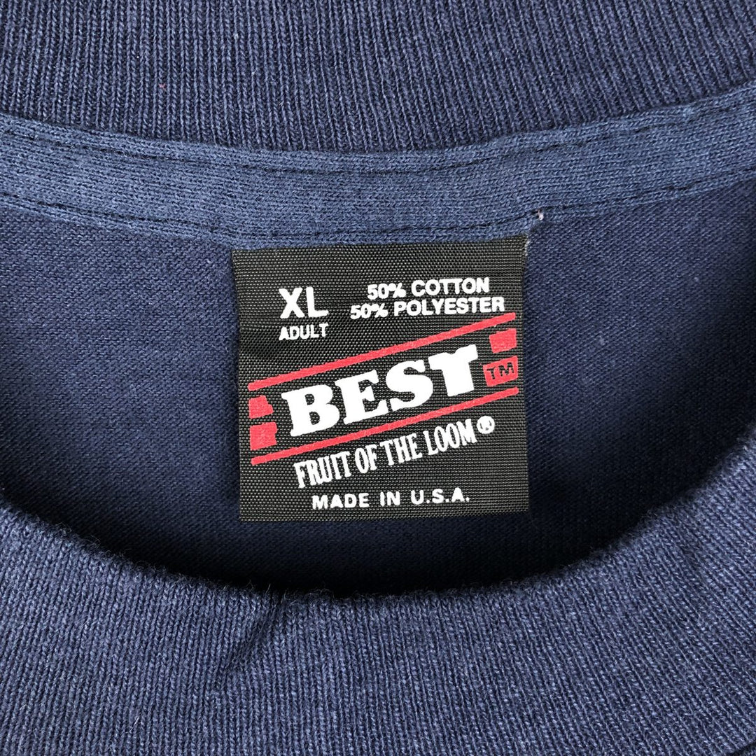 90'S Fruit of the Loom printed T-shirt, made in the USA, men's XL size, vintage cotton navy blue type Vintage Second Hand