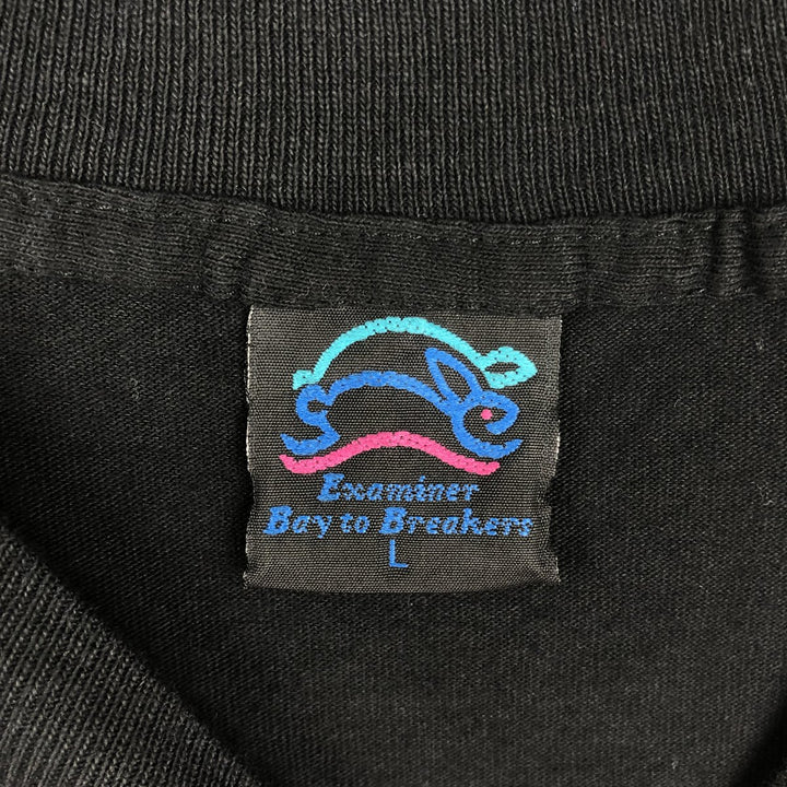 90'S Examiner Bay to Breakers Print T-Shirt, Made in USA, Men's Size L (Equivalent), Vintage cotton black type Vintage Second Hand