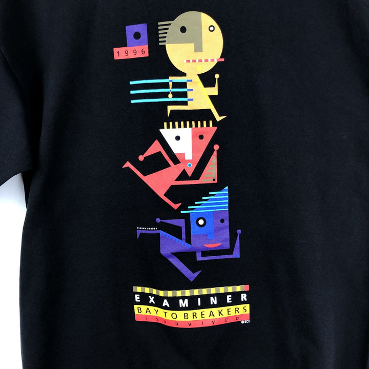 90'S Examiner Bay to Breakers Print T-Shirt, Made in USA, Men's Size L (Equivalent), Vintage cotton black type Vintage Second Hand