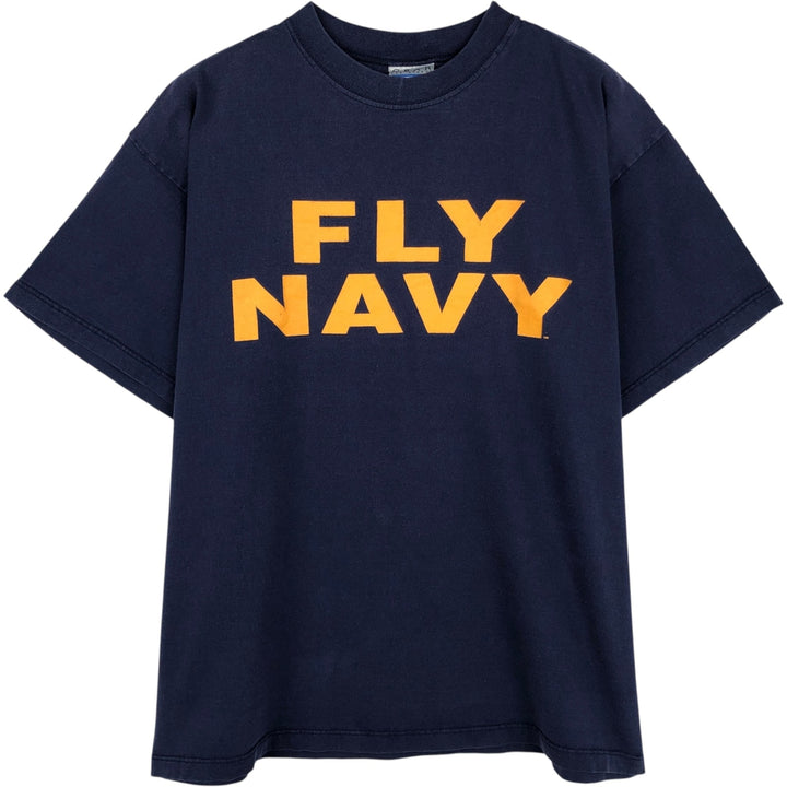 90'S GEAR print T-shirt, Made in USA, Men's size L equivalent, Vintage cotton navy blue type Vintage Second Hand