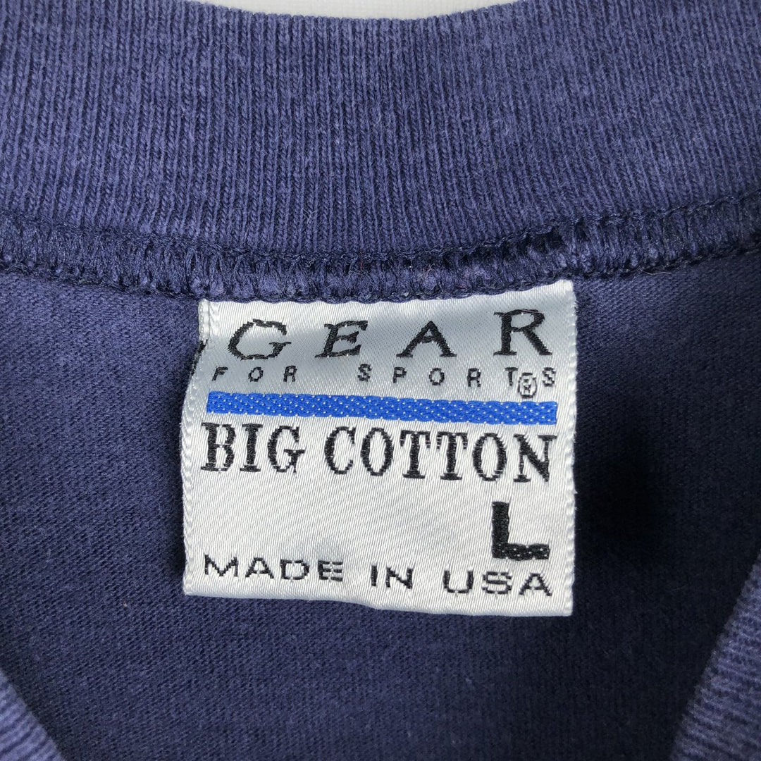90'S GEAR print T-shirt, Made in USA, Men's size L equivalent, Vintage cotton navy blue type Vintage Second Hand