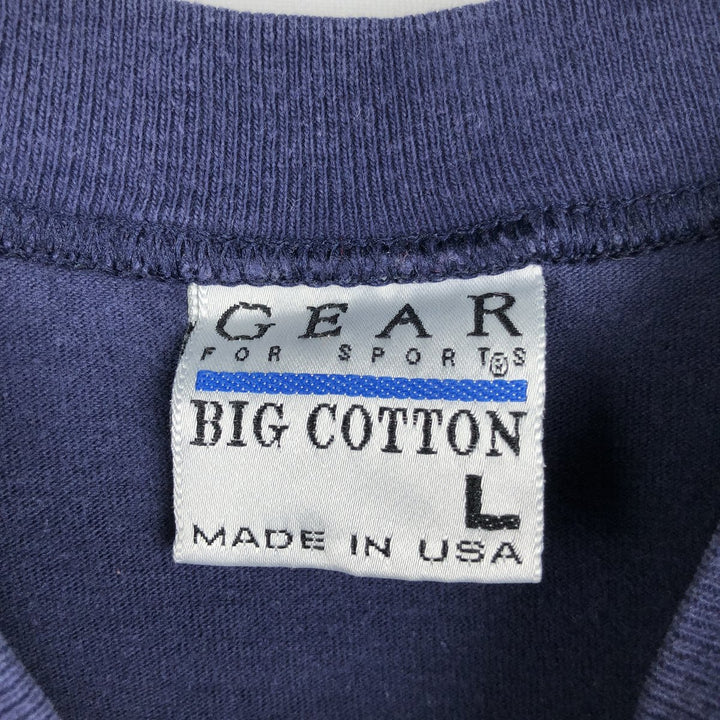 90'S GEAR print T-shirt, Made in USA, Men's size L equivalent, Vintage cotton navy blue type Vintage Second Hand