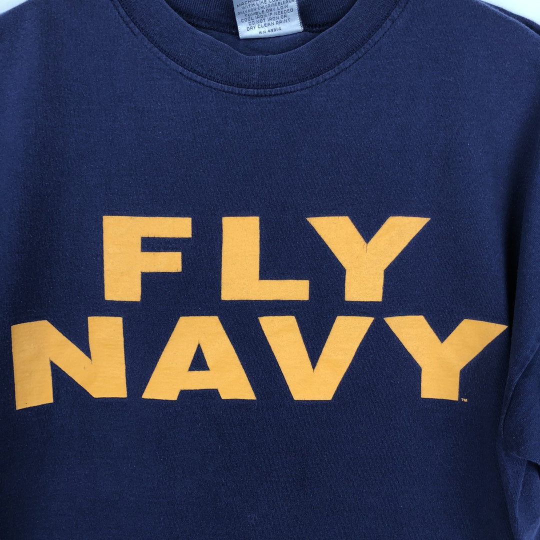 90'S GEAR print T-shirt, Made in USA, Men's size L equivalent, Vintage cotton navy blue type Vintage Second Hand