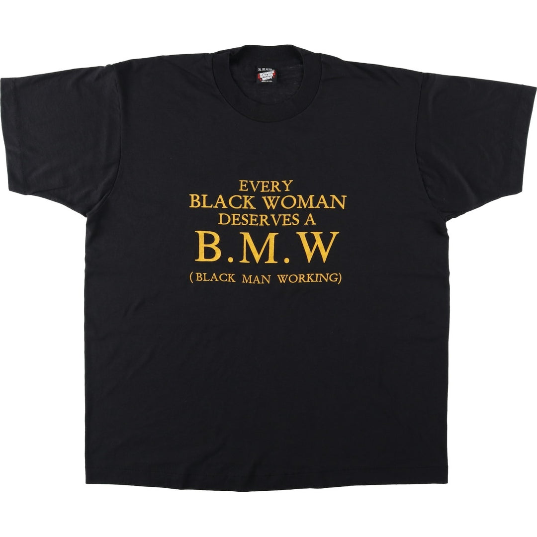 90'S Screen Stars Best Message Print T-Shirt, Made in USA, Men's XL, Vintage cotton black type Vintage Second Hand