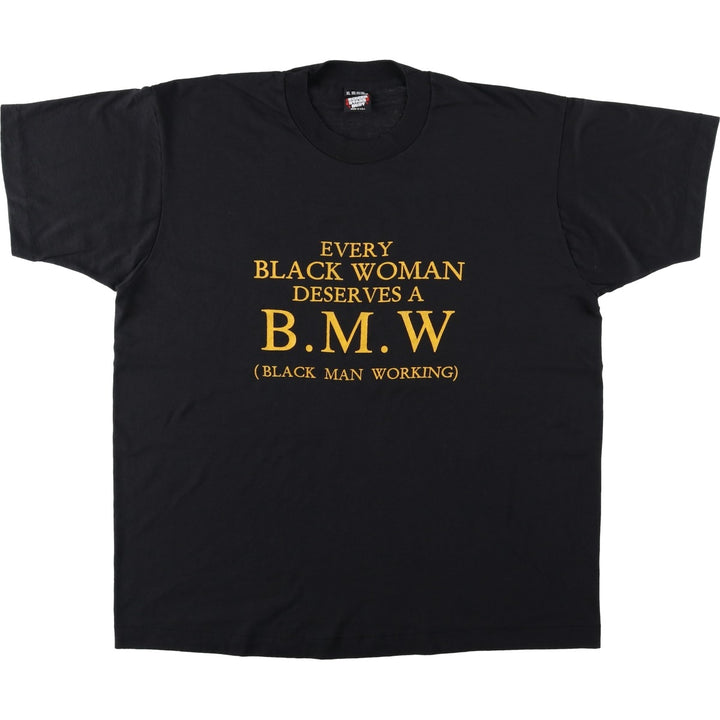 90'S Screen Stars Best Message Print T-Shirt, Made in USA, Men's XL, Vintage cotton black type Vintage Second Hand