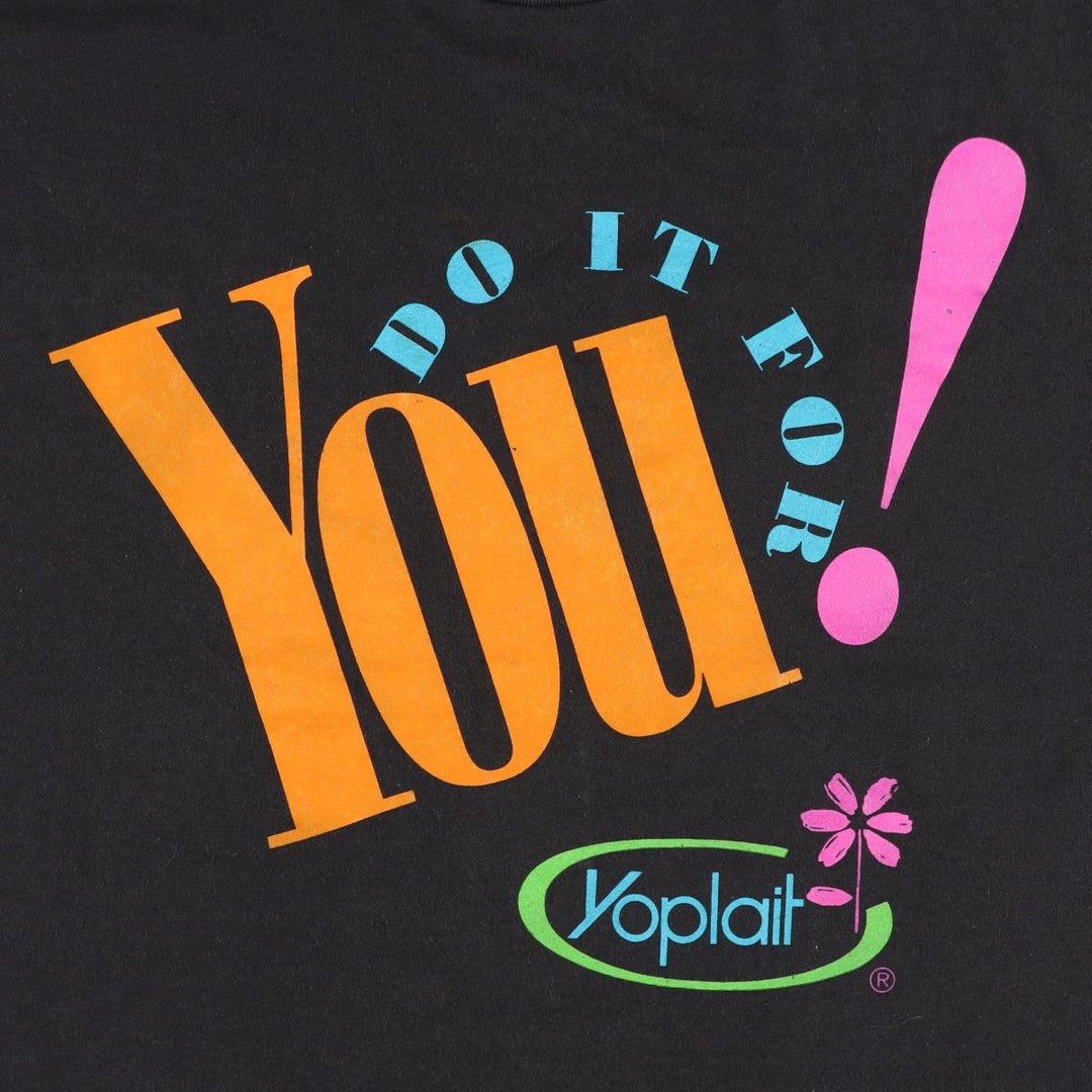 90'S Fruit of the Loo Yoplait Advertising T-Shirt, Made in USA, Men's XL equivalent, Vintage cotton black type Vintage Second Hand